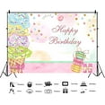 thumbnail image 2 of Happy Birthday Backdrop Ice Cream Doughnut Birthday Photography Background for Girls Macarons Hamburger Dessert Birthday Party Decorations Banner Supplies Photo Booth Props, 2 of 3