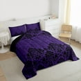 thumbnail image 3 of Manfei Gothic Damask Queen Comforter Set,Boho Exotic Style Bedding Sets,Purple Black Bedding Comforter Set For Boys Girls,Luxury Bedroom Decor Reversible,3 Pieces, 3 of 8