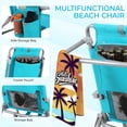 thumbnail image 6 of Pirecart Low Backpack Beach Chair, Wide 25" Foldable Beach Chair with 5-Position Lay Flat & Headrest, Storage Bag, Cooler Pouch,Towel Bar, Sky Blue, 6 of 9
