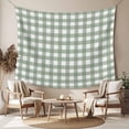 thumbnail image 2 of Sage Green Buffalo Plaid Tapestry for Bedroom Wall Hanging Tapestry, Farmhouse Green White Checkered Ceiling Backdrop Tapestries Poster Blanket Wall Decor for Teens Room Living Room Dorm 59" x 90", 2 of 8