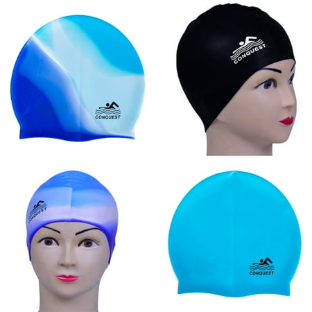 - Heepo Beach Pool Waterproof Silicone Swim Cap Adult Hair Protect Flexible Swimming Hat