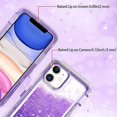 thumbnail image 3 of Funda protectora para iPhone 11 Glitter, Liquid Bling Quicksand 3 en 1 híbrido resistente a impactos a prueba de golpes parachoques duro cubierta protectora de goma transparente suave, 3 of 5