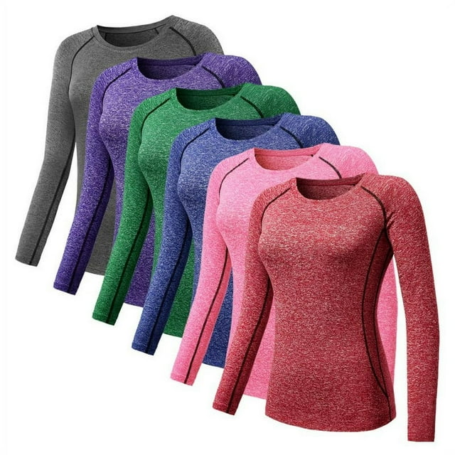 Women‘s Compression Tops Performance Athletic Long Sleeve Shirt Moisture Wicking Gym Yoga Running Workout T-Shirt