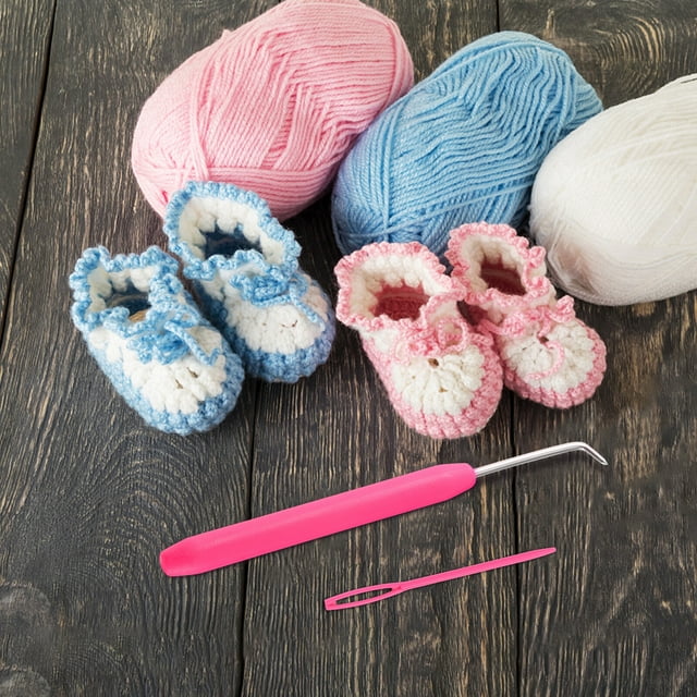 2PCS/Set Crochet Needle Craft Sweater Tapestry Knitting Needlecraft Weaving Scarf Yarn Household Hook Yarn Sewing Safety Handsewing Pin Color Random