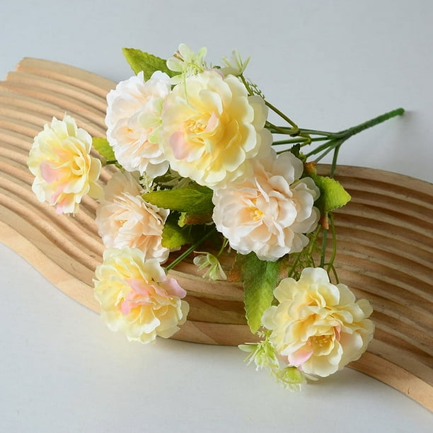 XmhyTop 2 ramos de flores artificiales de tacto real, flores falsas para decoración del hogar, oficina, boda, arreglo de ramo de flores artificiales para decoración (amarillo, 11,8 pulgadas de largo)