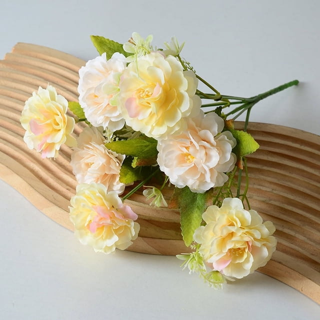 Nvzi 2 ramos de flores artificiales de tacto real, flores falsas para decoración del hogar, oficina, boda, arreglo de ramo de flores artificiales para decoración (amarillo, 11,8 pulgadas de largo)