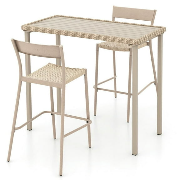 YYAo 3 Pieces Patio Bar Table Set with Height Table and 2 Armless Chairs