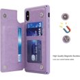 thumbnail image 4 of for iPhone Xs/X Wallet Case with RFID Blocking Card Holder for Girls Women,Premium PU Leather Magnetic Buttons Stand Flip Wrist Strap Case for iPhone Xs 5.8 Inch,Heart Purple, 4 of 16
