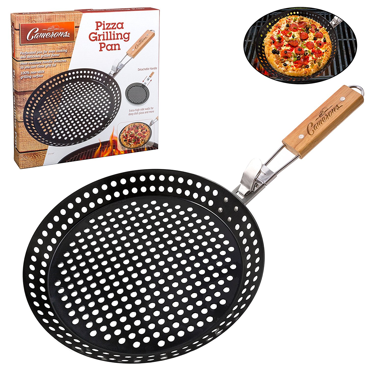 Pizza Grill Pan NonStick Grilling Pan with Holes, Extra High Walls