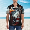 thumbnail image 2 of Pofeuu USA Bald Eagle Print Hawaiian Shirt for Men Sleeves Casual Button Down Summer Beach Dress Shirts T-Shirts,X-Large, 2 of 7