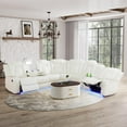thumbnail image 2 of Power Reclining Sectional Sofa, Living Room Furniture Set with USB Chargers and Storage Console, Leather Recliner Sofa for Living Room/Apartment/Office/Home Theather (Creamy White), 2 of 5