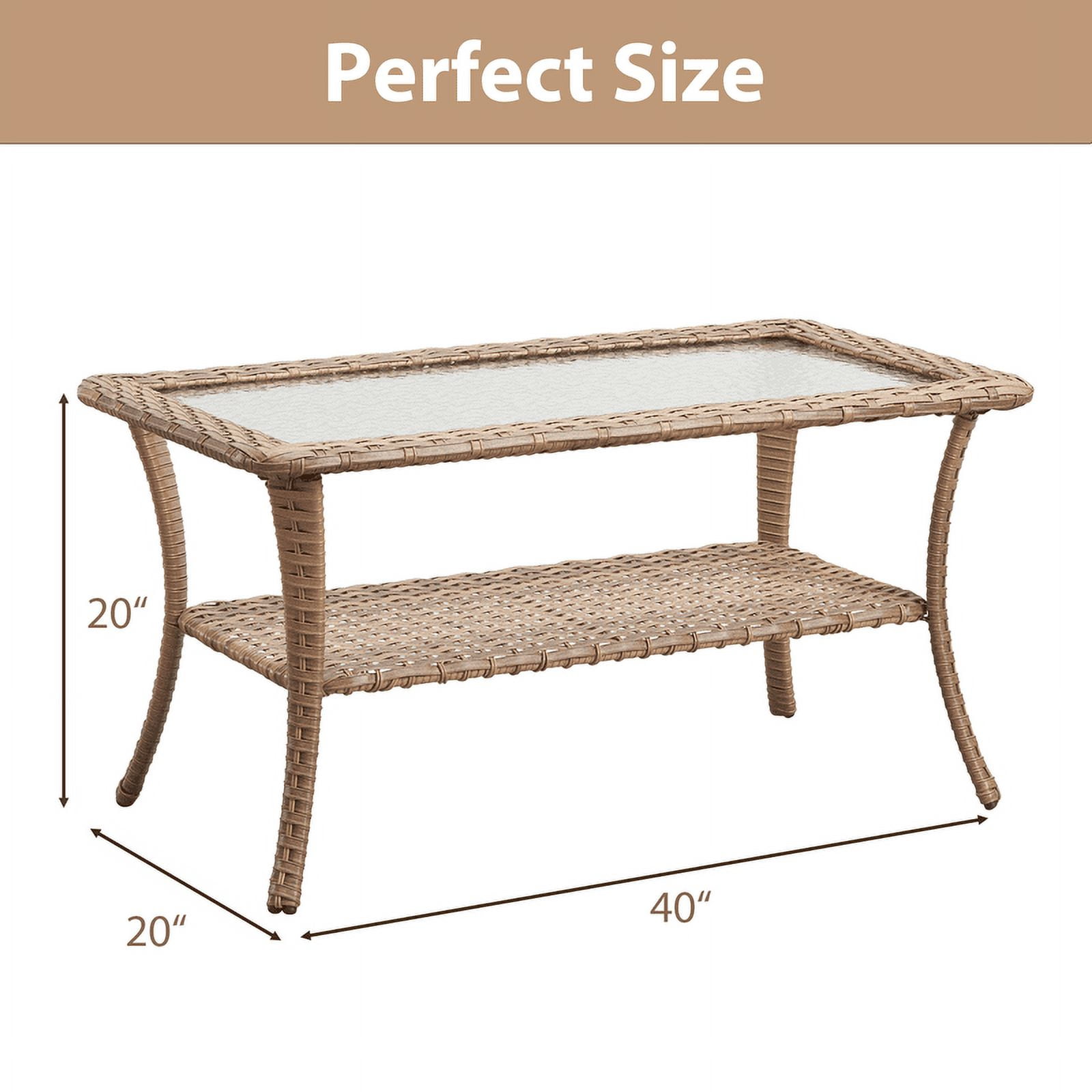 PARKWELL Sturdy and Easy Assemble Steel and Wicker Coffee Table, Yellow