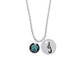 thumbnail image 2 of Delight Jewelry Silvertone Teal Paw on Black Disc Silvertone Script Initial Disc - J - Charm Necklace, 20"+3", 2 of 4