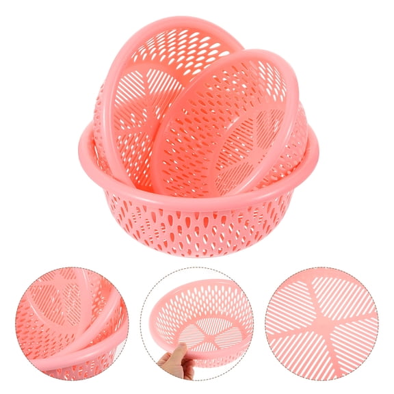 Healifty Kitchen Basket Blue Plastic for Fruits Vegetables Drain 3Pcs