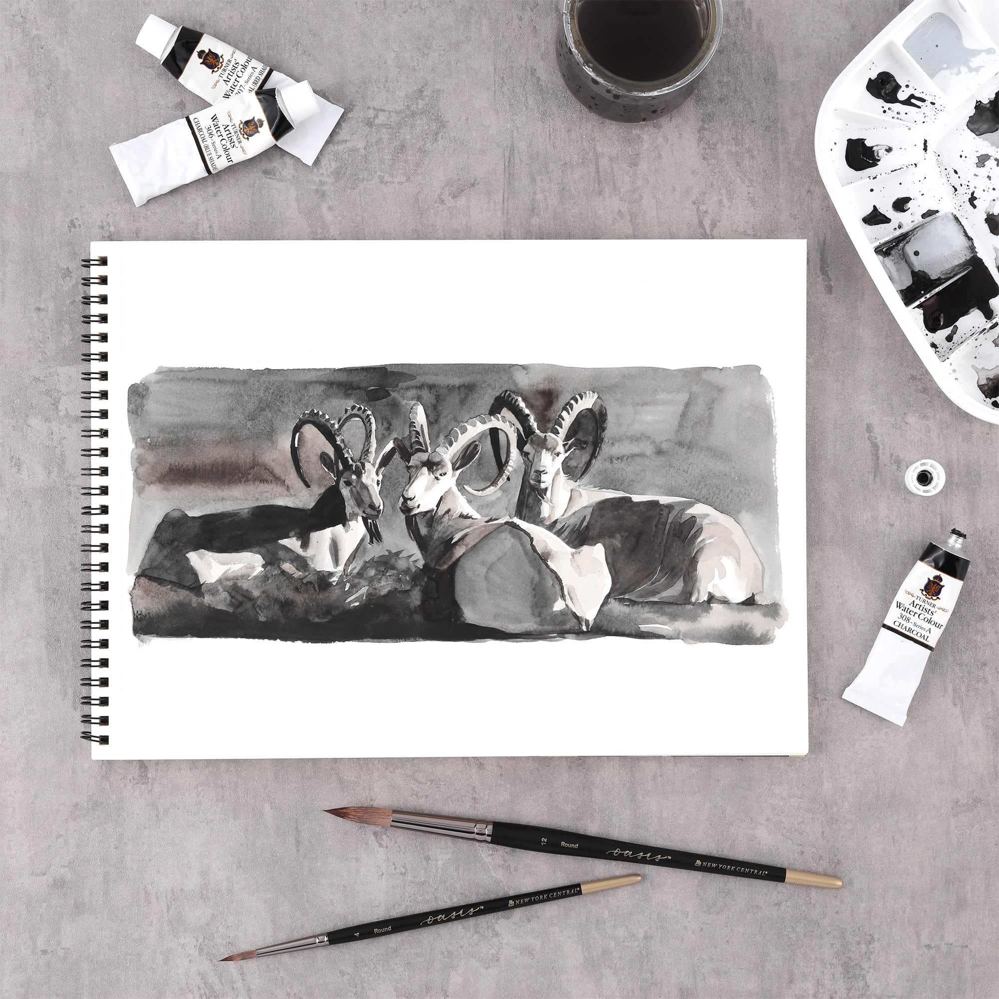 SoHo Urban Artist Watercolor Paper Spiral Pad 16x20" - 140lb Cold Press Acid-Free, ECF, 12 Pages, Multimedia Paper