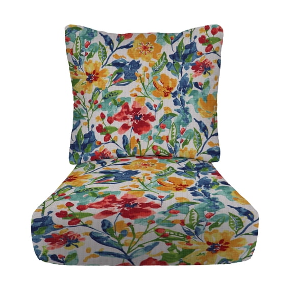 RSH Décor Indoor Outdoor Deep Seating Cushion Set, 25”x 25” x 5” Seat and 25” x 21” Back, Oakmont Hightown Festival