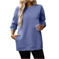 thumbnail image 2 of Royisotas Tunic Sweatshirts for Women 2025 Solid Crew Neck Oversized Long Sleeve Casual Pullover, 2 of 9