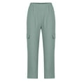 thumbnail image 5 of Penkiiy Women Casual Pockets Elastic Waist Pants Loose Long Trousers Pants M Green, 5 of 7
