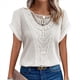 thumbnail image 1 of Suéter de Verano para Mujer, Cuello Redondo, Informal, Tejido A Crochet, Camiseta de Corta con Encaje y Costuras Huecas. M, 1 of 5