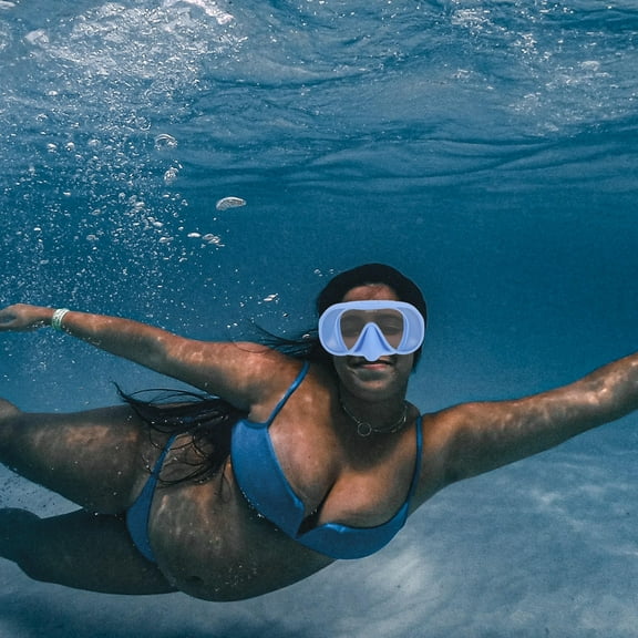 FRCOLOR 1 Set Snorkel Set Anti-Fog View Snorkel Mask And Anti-Leak Dry Snorkel Tube Snorkeling Gear For Adults Snorkel Kit Bag Sky-Blue