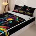 thumbnail image 3 of Castle Fairy Neon Dirt Bike Rider Zipper Full Size Comforter Sets with Fitted Sheet and 2 Pillowcases for Boys,Multicolor Splash Print Zipper Bedding Set,Black Pink Yellow,4pcs,Grey Reversible, 3 of 6