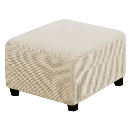 Square Stretch Ottoman Cover, Rectangular Stool Cover, Washable Cover with Stool , Protective Cover for Bedroom Furniture , beige 19beige