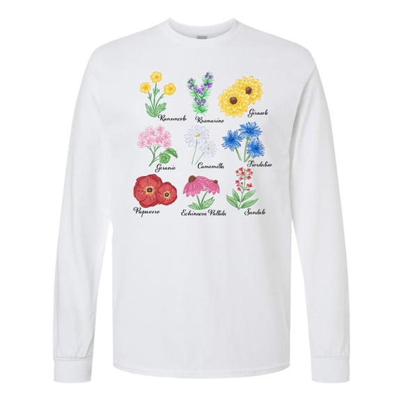 Inktastic Italian Wild Flower Chart Long Sleeve T-Shirt