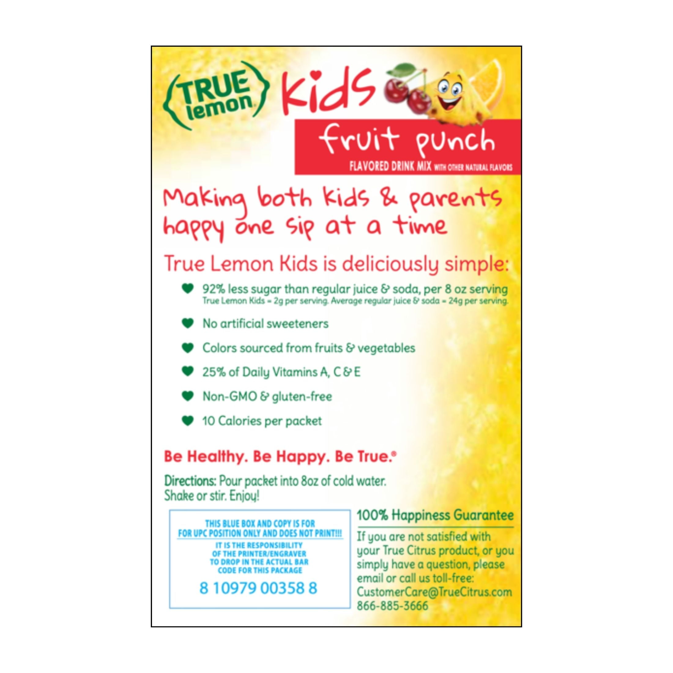 (12 pack) True Lemon Kids Fruit Punch Powdered Drink Mix, Low Sugar, No Artificial Sweeteners, 10 Count Box