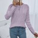 thumbnail image 1 of Suéter de cuello redondo para mujer, suéter de punto de color liso con cuello redondo y manga larga, tops para mujer, 1 of 8