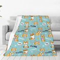 thumbnail image 1 of Fotbe Cute Dogs Corgi Manta de Franela Acolchonada con Estampado, Súper Suave y Esponjosa, Extra Grande para Sofá, Cama, Uso Todo el Año-40"x30", 1 of 7