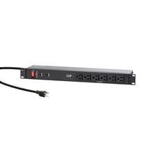 Monoprice 14 Outlet Metal 1U Rackmount Power Distribution Unit - 6 Feet Cord - Black | 1050 Joules, Equipped with Circuit Breaker for Overload Protection