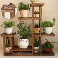 thumbnail image 2 of Outdoor Wood Plant Stand, Plant Display Multi Tier Flower Shelves Stands, Garden Flower Plant Shelf Rack Holder in Corner Living Room Balcony Patio Yard with Free Gardening Tools, 2 of 8