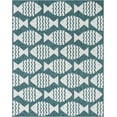 thumbnail image 2 of Unique Loom Outdoor Coastal Collection Area Rug - Pesci (7' 10" x 10' Rectangle Turquoise/Ivory), 2 of 6