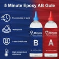 thumbnail image 4 of 5 Minute Epoxy Glue 8.8oz, Tough Durable Clear Epoxi Adhesives Fast Repair, 2 Part Epoxy Glue Quick Cure Clear for Metal, Wood, Plastic, Glass, Ceramic, 4 of 8