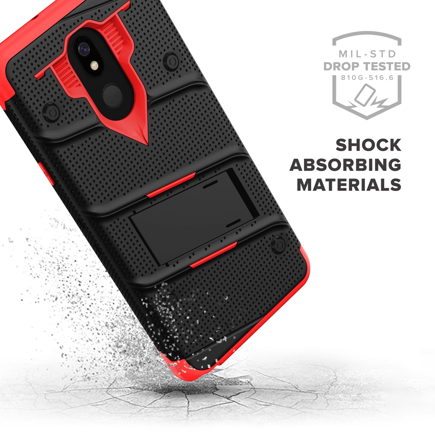 ZIZO BOLT Series for LG Stylo 5 Case Military Grade Drop Tested with Full Glass Screen Protector Holster and Kickstand Black Red