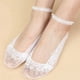 thumbnail image 5 of Calcetines bajos transparentes antideslizantes de encaje perlado para mujer, poliéster, talla única, 5 of 7
