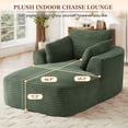 thumbnail image 3 of Muumblus Chaise Lounge Indoor, Cozy Lounge Chair Sleeper Sofa for Adults, No Assembly Required, Green Corduroy, 3 of 9