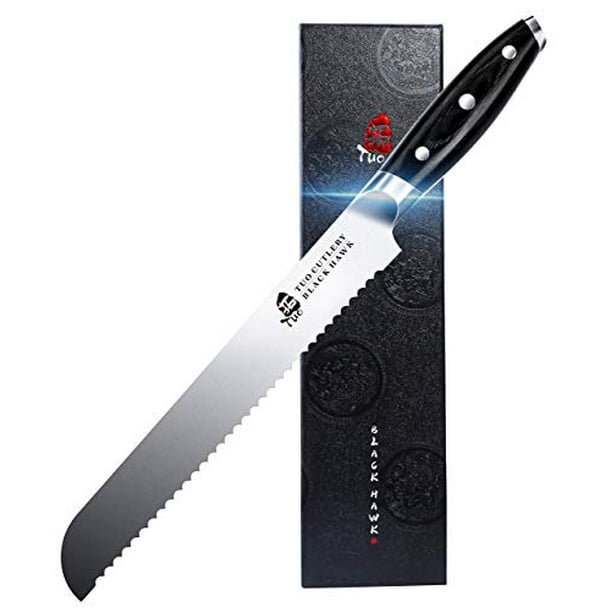TUO Bread Knife 9 inch Serrated Bread Cutter Cake Knife German HC Steel Bread Slicer Full