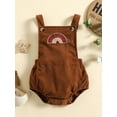 thumbnail image 2 of Franhais Baby’s Casual Suspender Romper Fashion Rainbow Embroidery Corduroy Button Triangle Jumpsuits, 2 of 9