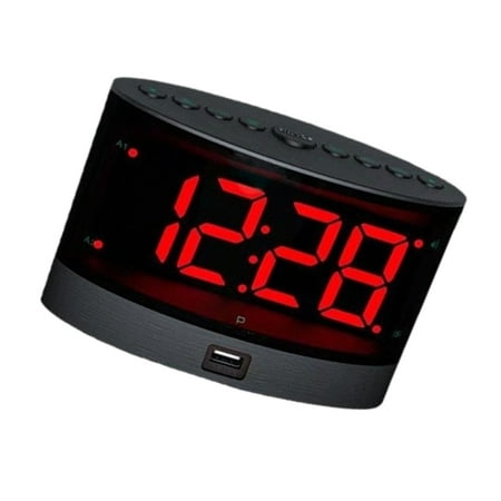 Extra Loud LED Alarm Clock for Heavy SleepersW1re1essBed Shaker with 2 Alarms