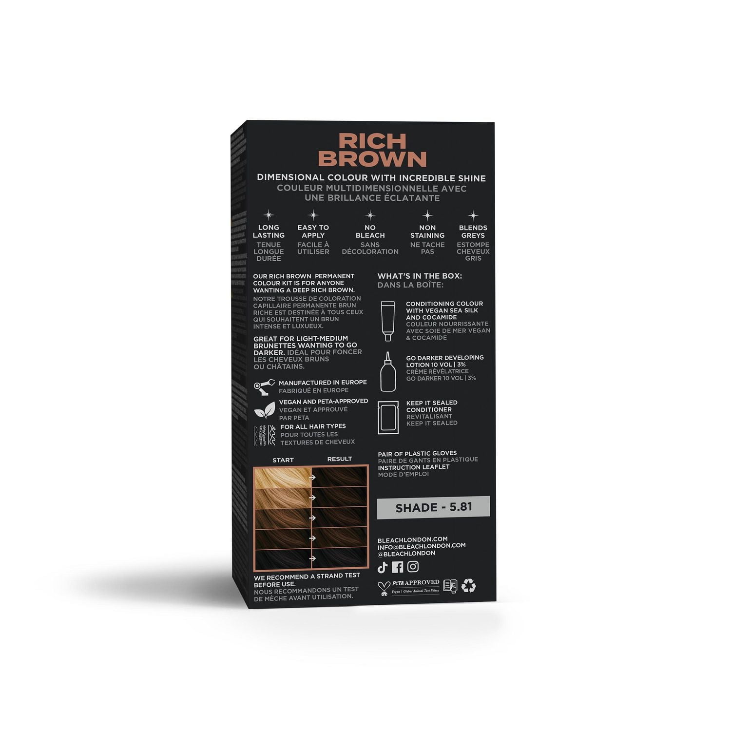 Trousse De Coloration Permanente Brun Riche Bleach London