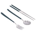thumbnail image 1 of Travel Utensils Set, Fade  Stainless Steel Flatware Set   Wide Applications  For Restaurants For Hotels Green Silver, 1 of 8