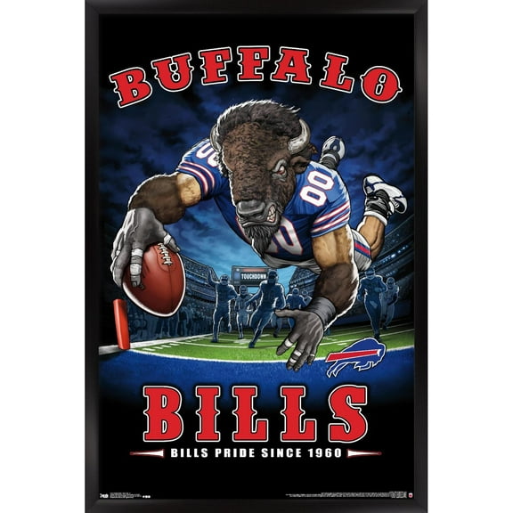 Buffalo Bills 24.25'' x 35.75'' Framed Mascot Endzone Poster