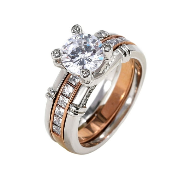GY Women's Wedding Ring Sets Rose Gold Plated AAA CZ Ring for Women