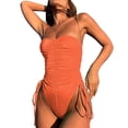thumbnail image 1 of Huesdet Women's Tummy Control Swimsuits One Piece Swim Dress Plus Size Bathing Suits Ruffle Lace Swimwear[Gold,L], 1 of 6