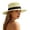 Khaki, variant on Women's Open Weave Straw Fedora Hat, Black Ribbon Band Wide Brim Summer Beach Sun Hat Brown One Size