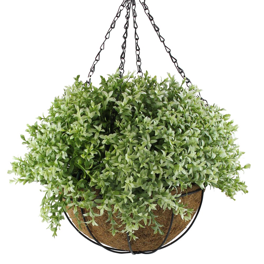 10” Green Artificial Hanging TwoTone Foliage Basket