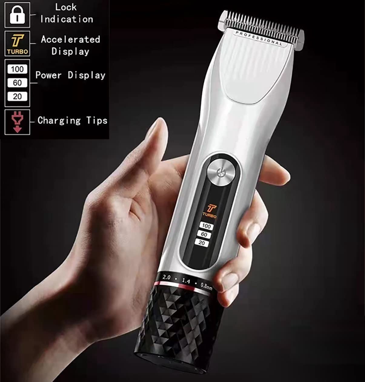 RKXQT Hair Clippers for Men, Hair Clipper Lithium Battery Haircut Cutting Machine Hair Trimmer For Men Cordless Hairdressing Barber Scissors Rechargeable (Color : White)