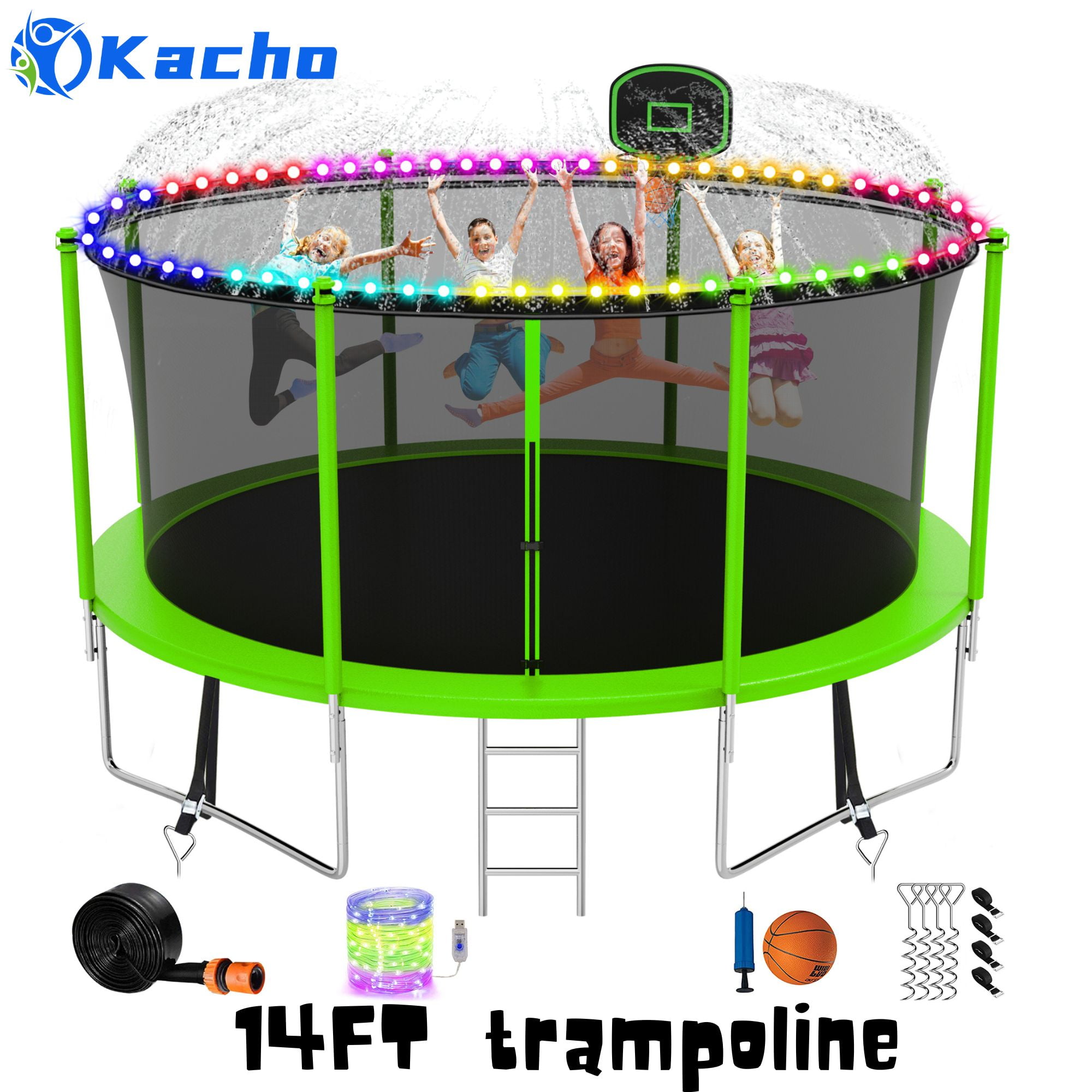 Kacho 14FT Trampoline 1400LBS for Kids Adults Trampoline with Sprinkler