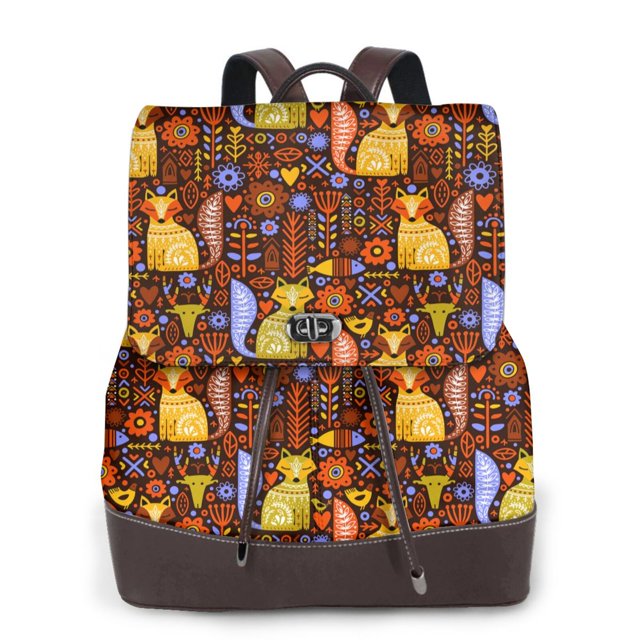 Fotbe colorful fox Mochila Bolso con Estampado para Mujer, Mochila Antirrobo de Nylon Impermeable, Bolsa Ligera de Hombro